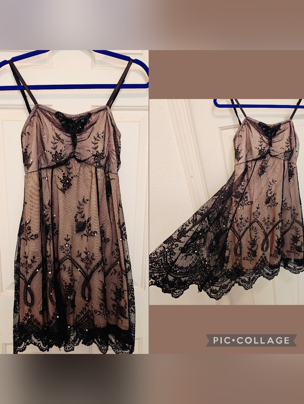 Y2K Whimsygoth Fairycore Cocktail Prom Dress w Tulle, Empire Waist, Lace & Beads